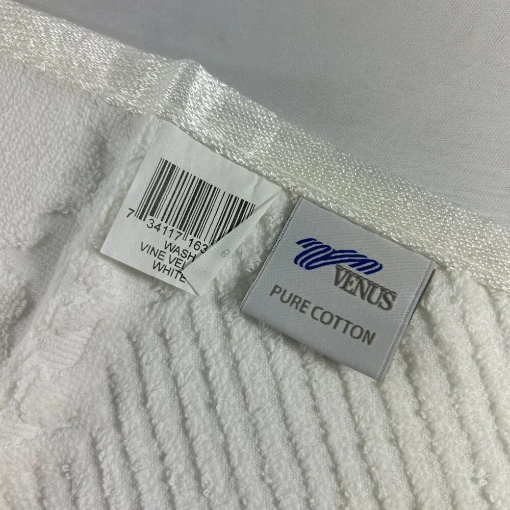 Venus White Velour Towel Set of 3 Bath Hand Washcloth Cotton